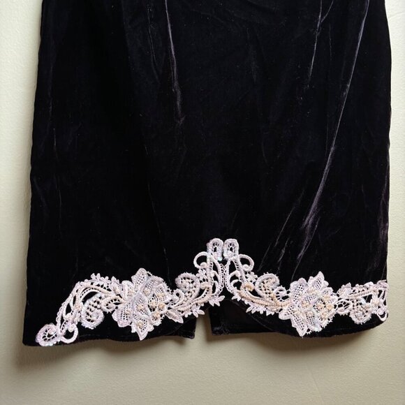 Vtge Jessica McClintock Gunne Sax Dress 11/12 Blk Velvet Lace Beaded 80's Witchy - Picture 3 of 16